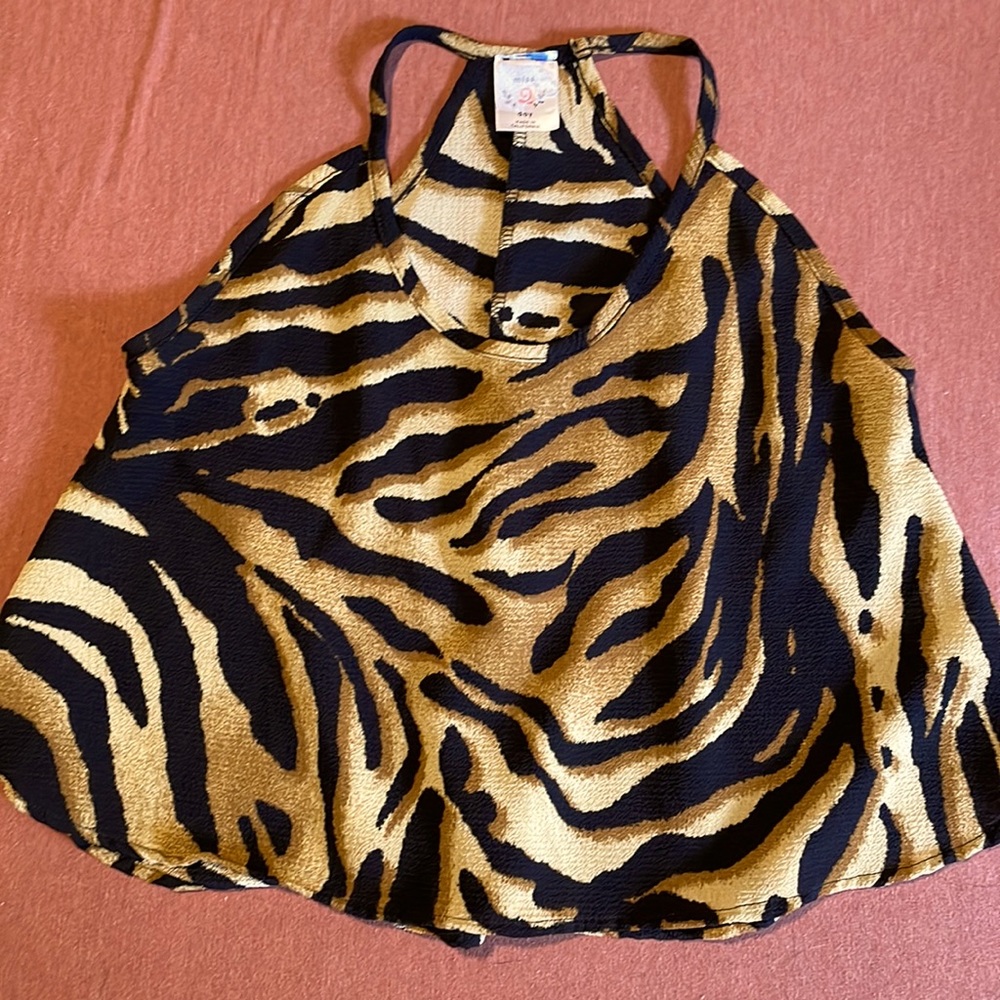 Tiger Print Cropped Sleeveless Tank Top